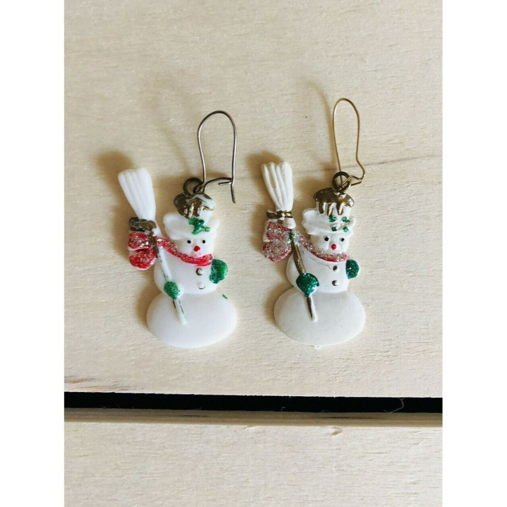 Vintage Earrings Snowman Christmas Jewelry